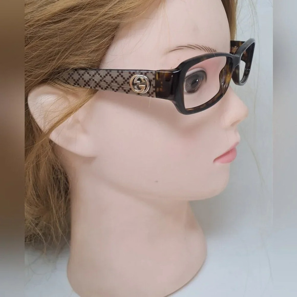 Gucci Eye Glasses Frames Havana Monogram Rectangle Logo Italy GG 3184 53-14-130 - Picture 6 of 14
